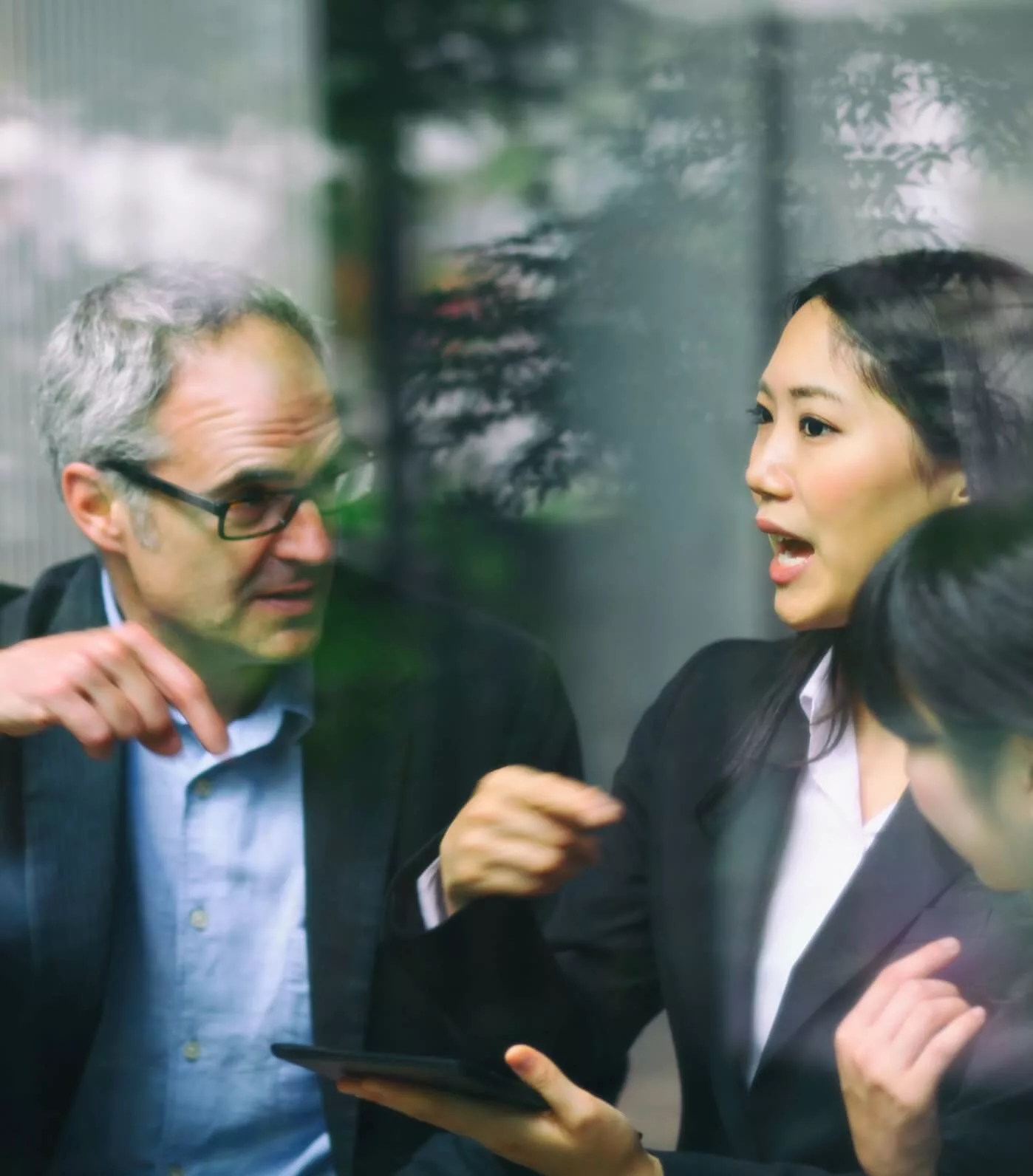 Animated discussion in a business meeting