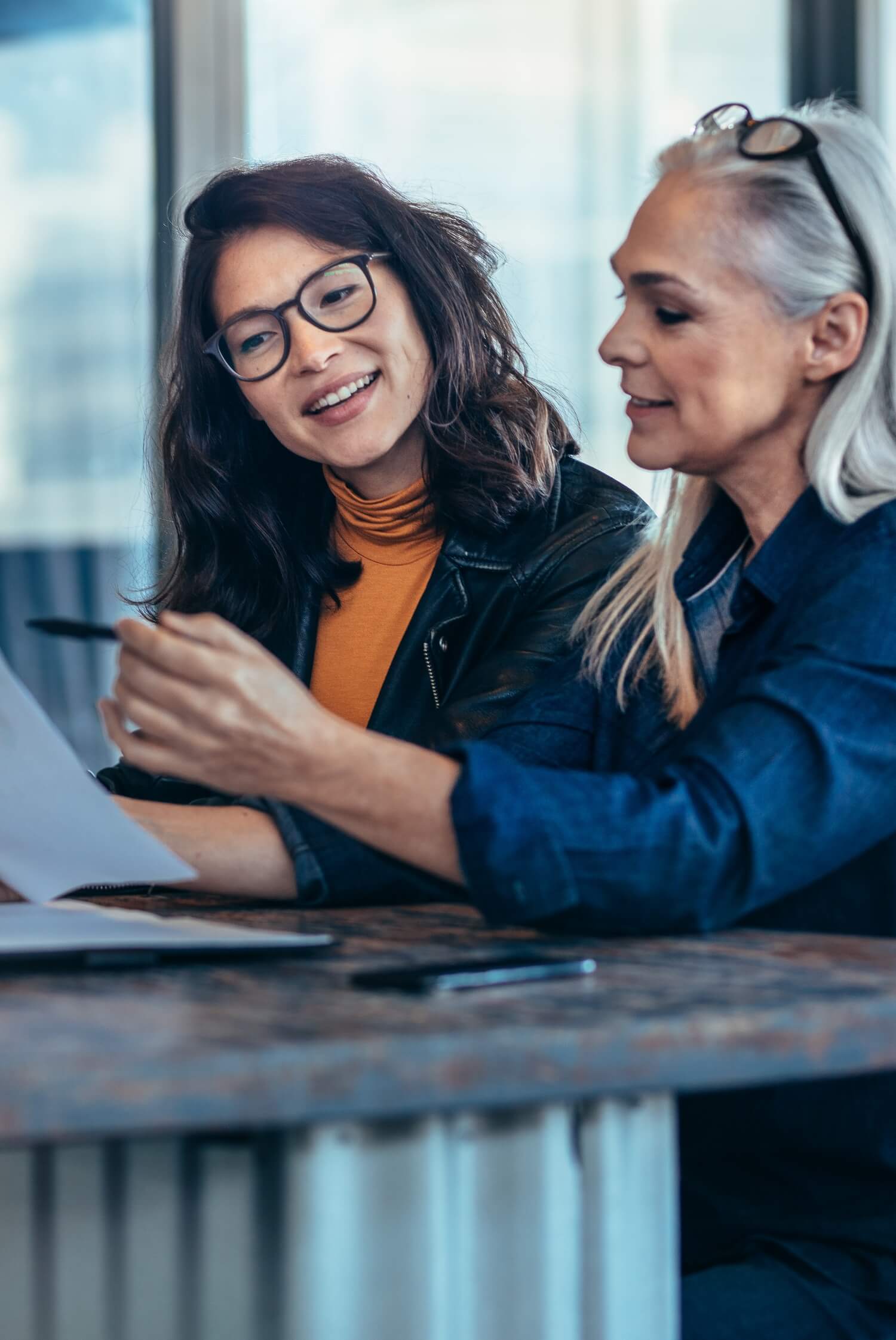 Women discussing business
