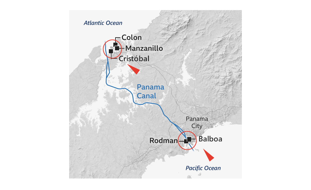 Graphic showing map of the Panama canal